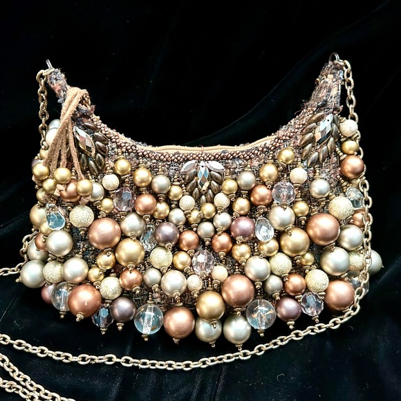 Mary Frances Gold, Silver, Bronze Metallic Beaded Handbag - Picture 1 of 12